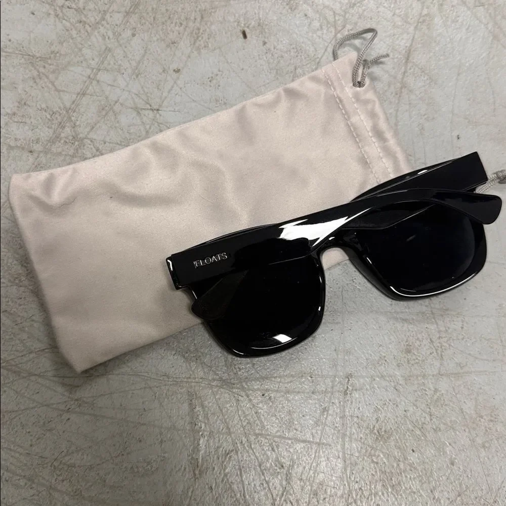 Stylish Black Sunglasses with Case BRAND NEW Large Black Frames by FLOATS